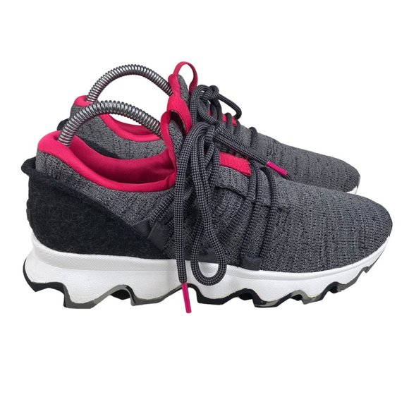 Sorel Shoes - Sorel Womens Charcoal Gray Pink Kinetic LL3644-052 Lace Up Running Shoes US 7.5